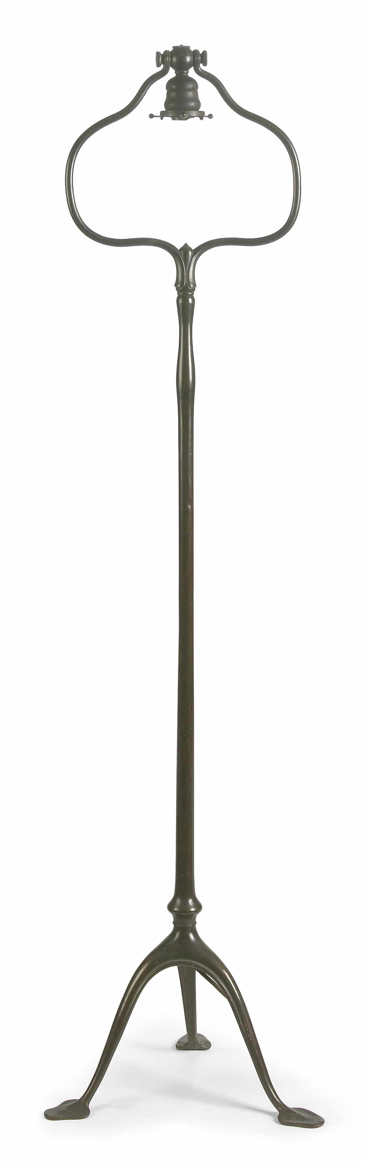 Appraisal: A Tiffany Studios patinated bronze Harp floor lamp base -