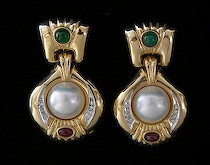 Appraisal: Pair of Mabe Pearl Earrings K yellow gold pendant earrings