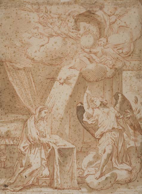 Appraisal: NICOLAS MIGNARD D'AVIGNON Avignon - Paris The Annunciation Red chalk