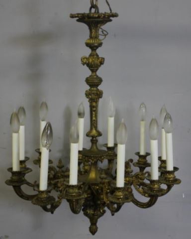 Appraisal: Antique Fine Quality Bronze Arm Chandelier A beautiful Caldwell quality