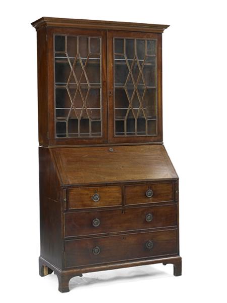 Appraisal: A George III mahogany bureau ALTERATION Not Bookcase the top