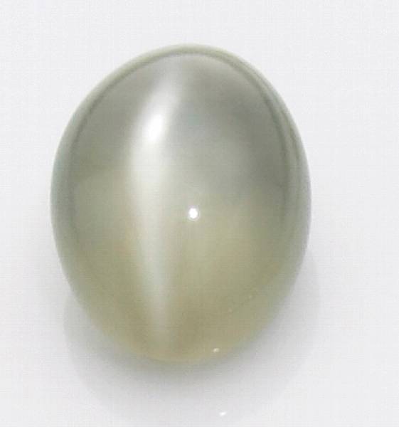 Appraisal: Cat s Eye Green Moonstone Sri Lanka An oval cabochon