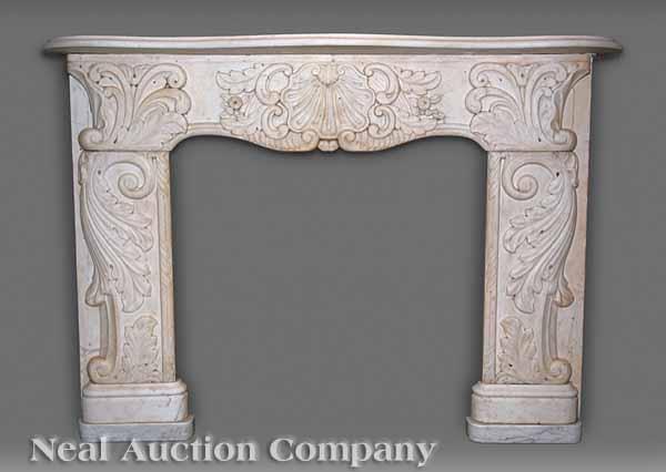 Appraisal: A Beaux Arts White Marble Mantel late th c serpentine