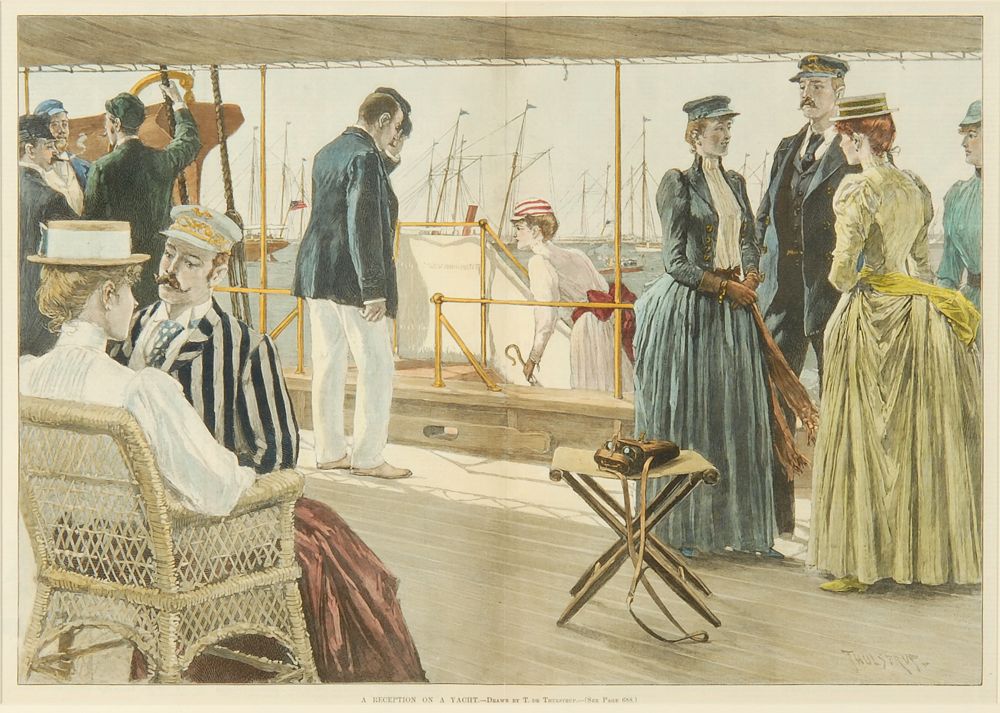 Appraisal: FRAMED AND MATTED HAND-COLORED ENGRAVING A Reception on a Yacht