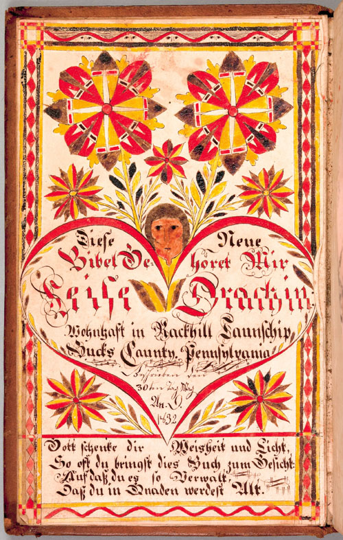 Appraisal: Rockhill Township Bucks County Pennsylvania watercolor fraktur bookplate dated the