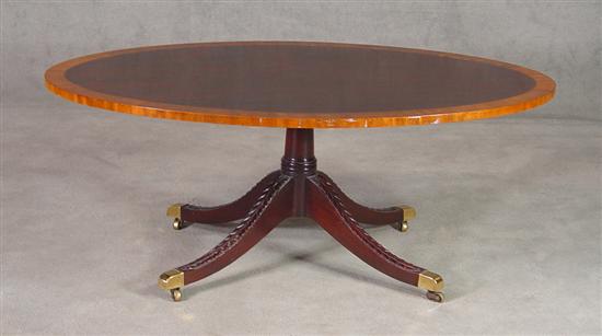 Appraisal: Mahogany Classical Style Coffee Table th Century Acanthus carved saber