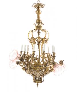 Appraisal: A LOUIS XV STYLE GILT BRONZE FIFTEEN-LIGHT CHANDELIER Late th