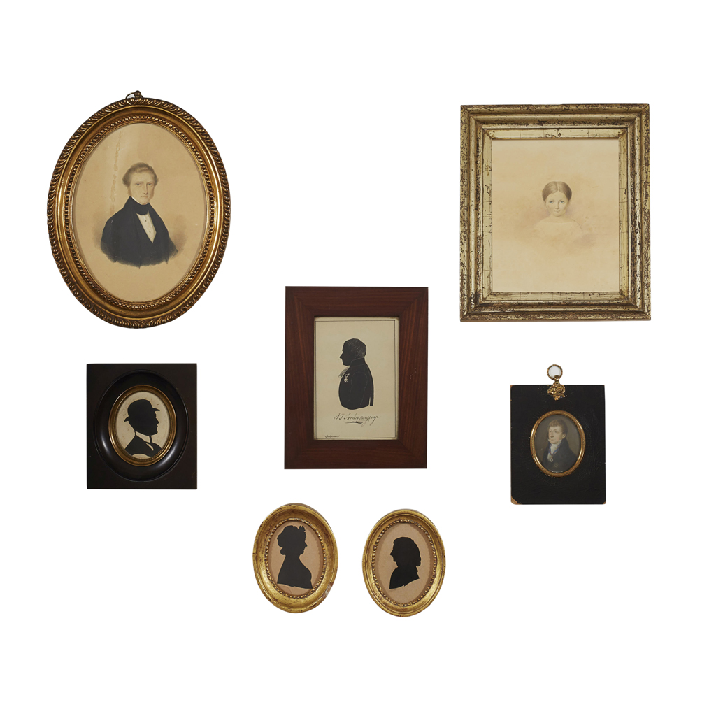 Appraisal: YGROUP OF FRAMED PORTRAIT MINIATURES AND SILHOUETTES THE SNOUCK HURGRONJE