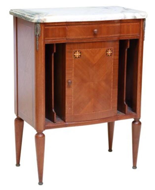 Appraisal: French Louis XVI style marble-top mahogany nightstand early th c