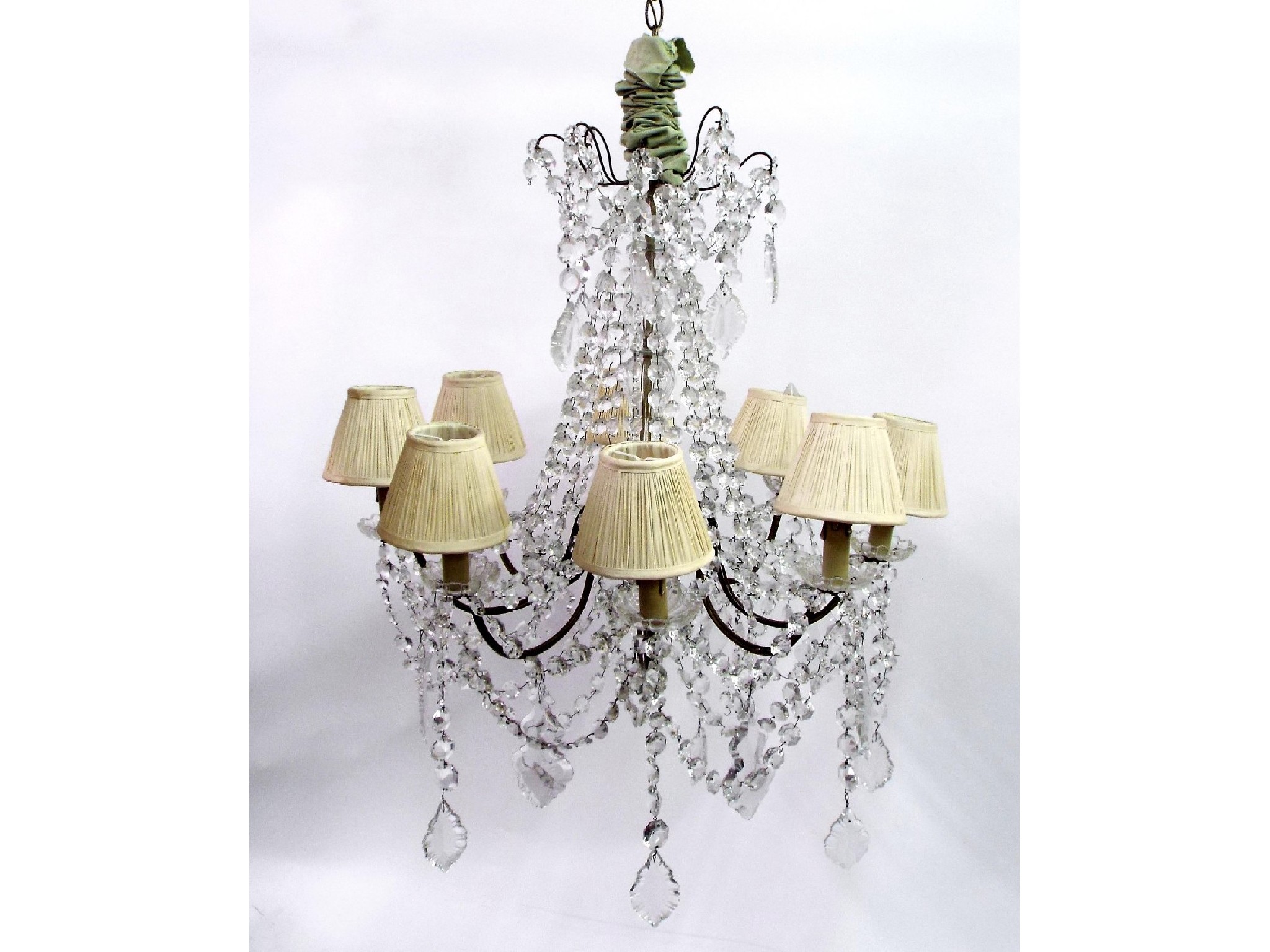 Appraisal: Venetian style six branch chandelier with various prismatic drops and