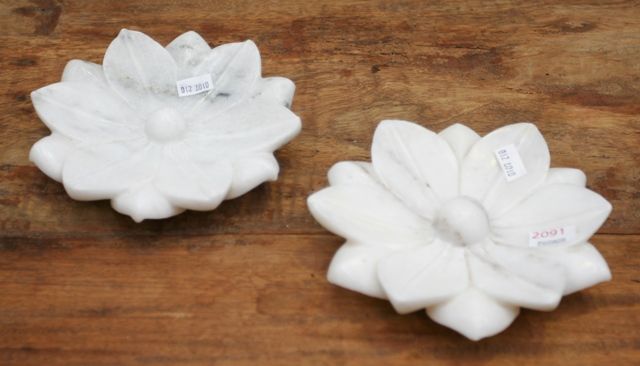 Appraisal: A pair of white marble bowls carved as Lotus flowers