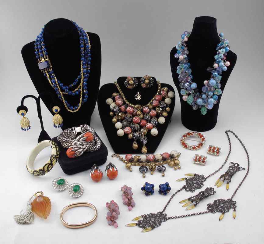 Appraisal: LOT OF VINTAGE ESTATE COSTUME JEWELRY To include HOBE' ensemble