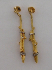 Appraisal: A pair of carat yellow gold and diamond earrings designed