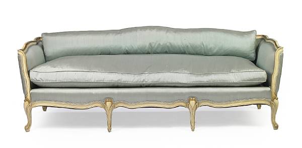 Appraisal: A pair of Louis XV style paint decorated settees height