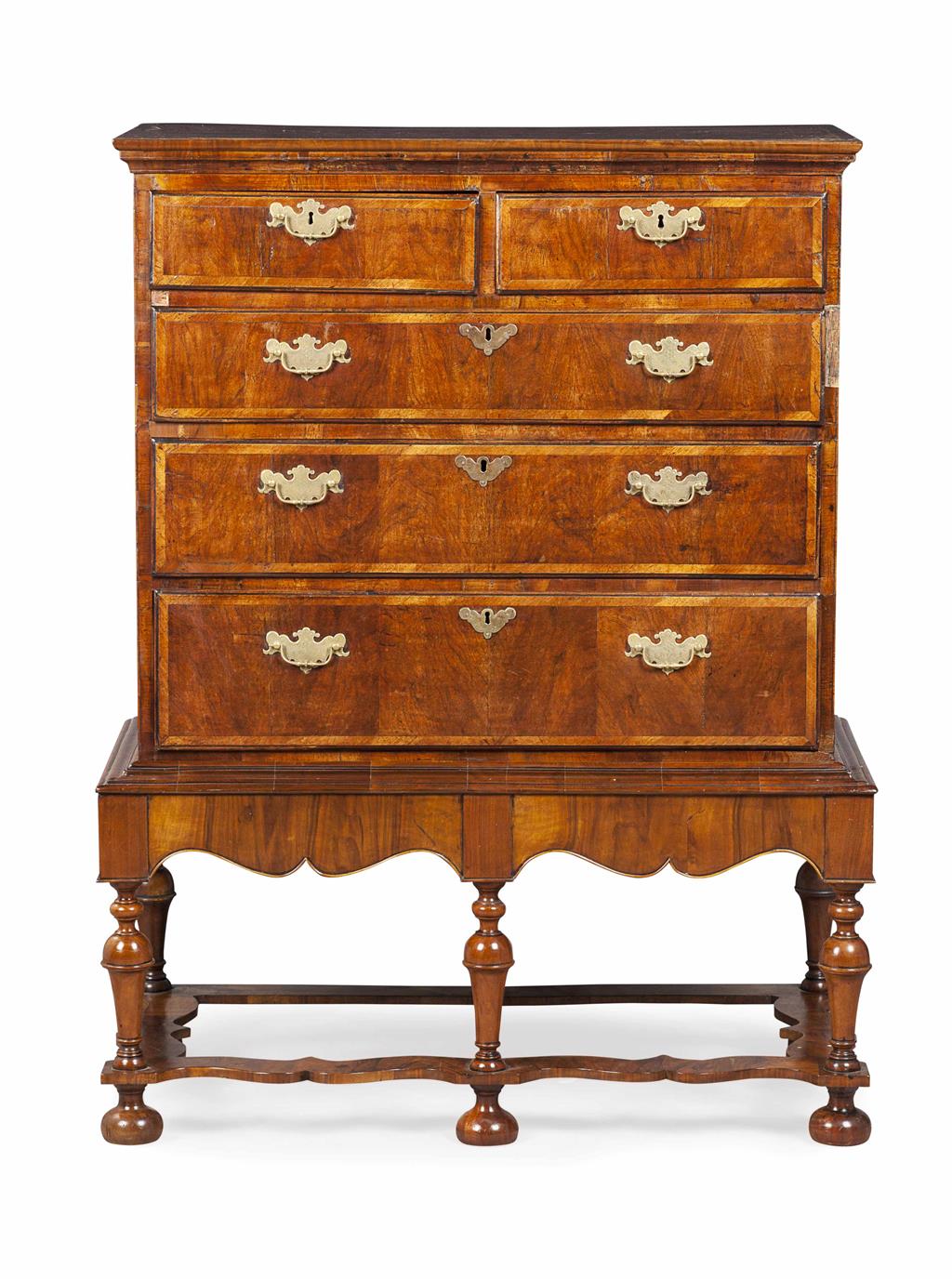 Appraisal: WILLIAM MARY WALNUT CHEST ON STAND LATE TH CENTURY AND