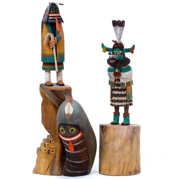 Appraisal: Pair of Native American Hopi carved wood Kachina dolls Includes