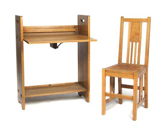 Appraisal: An Arts and Crafts Oak Desk and Chair Set Gustav