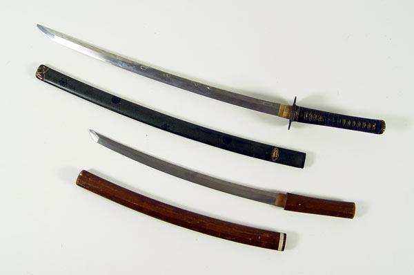 Appraisal: WWII ERA JAPANESE KATANA WAKIZASHI SWORDS To include Decorated Katana