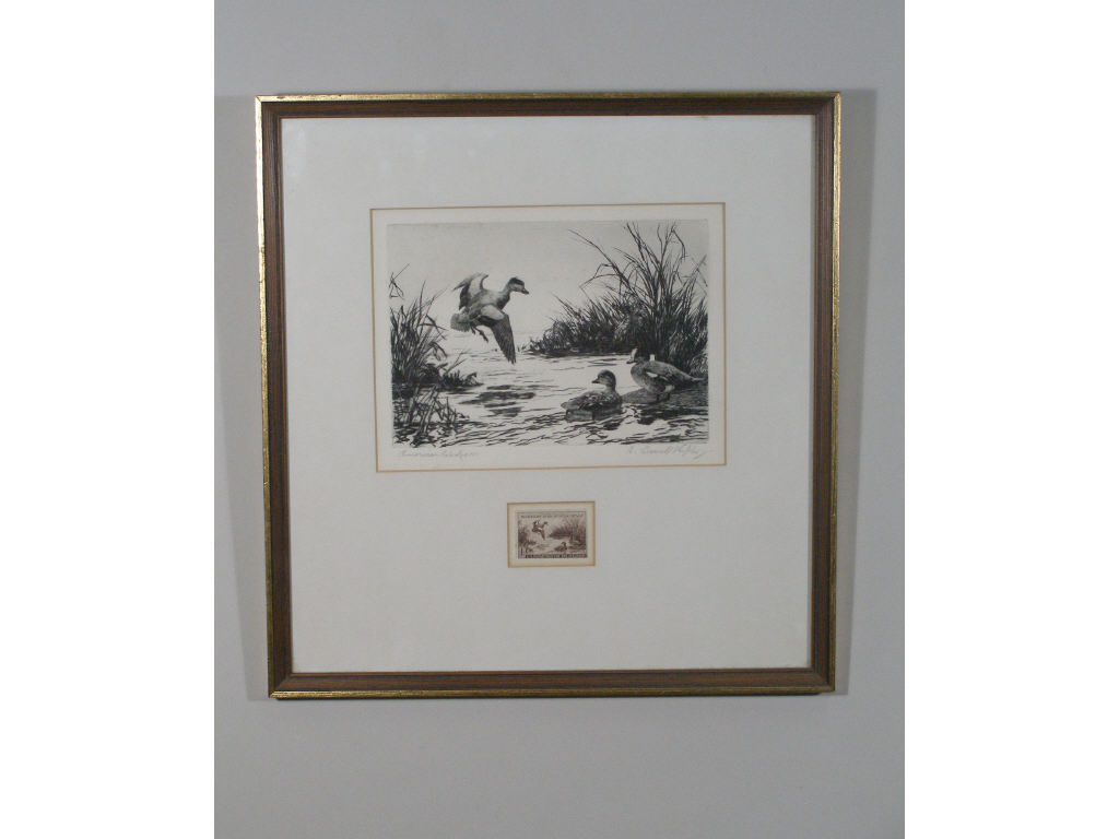 Appraisal: Federal Duck Stamp Print Stamp by A Ripley drypoint etching