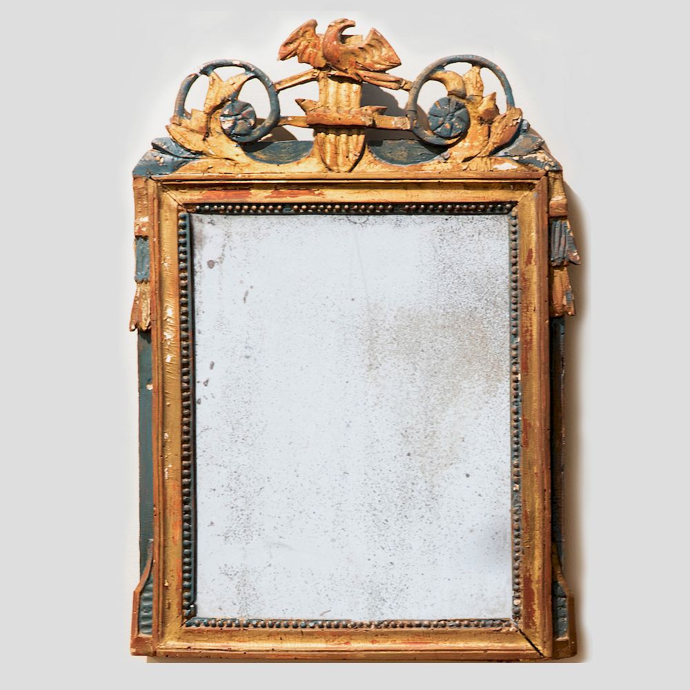 Appraisal: Louis XVI Provincial Carved Giltwood and Painted Mirror x in