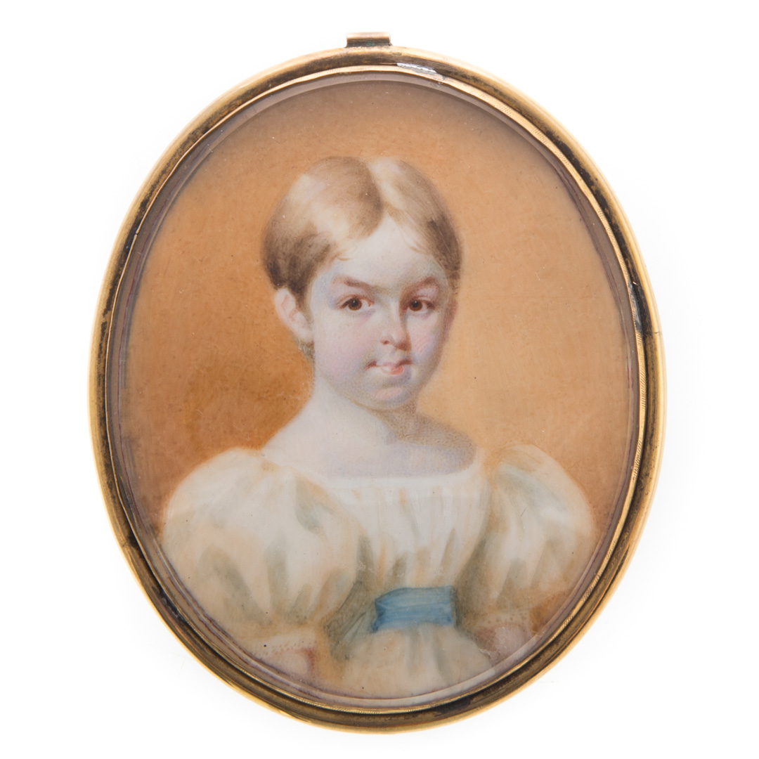 Appraisal: American School Portrait miniature of a girl circa girl in