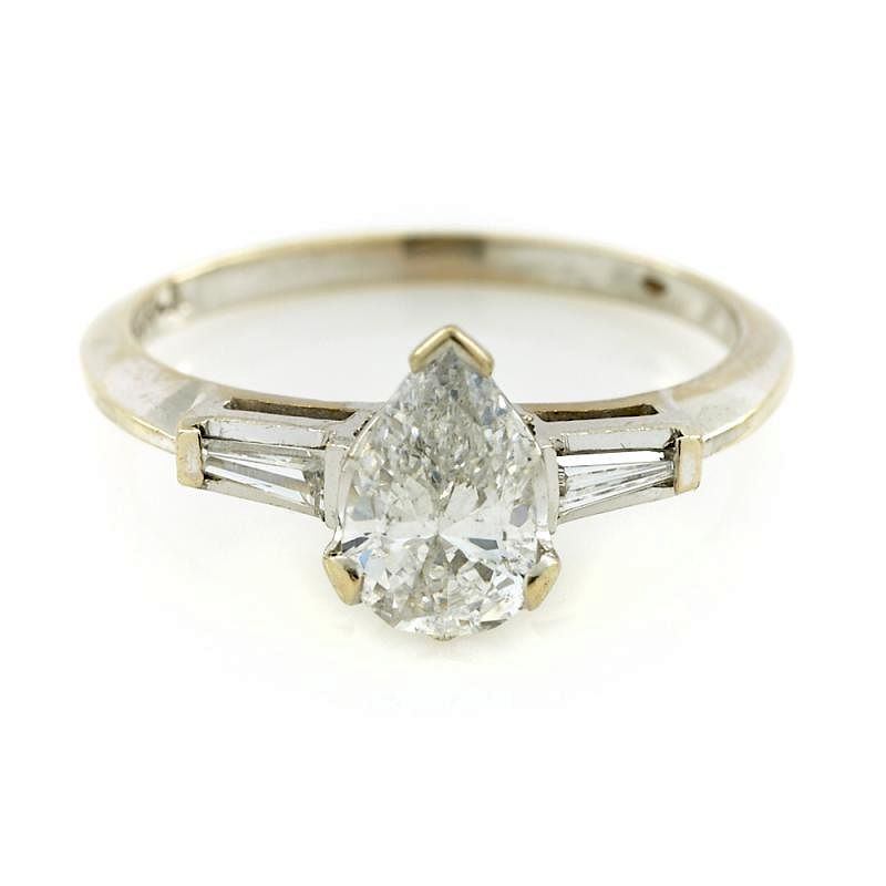 Appraisal: k White gold pear shaped diamond ring k White gold