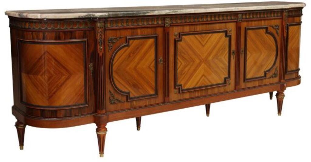 Appraisal: French Louis XVI style marble-top rosewood sideboard Jean-Pierre Ehalt late