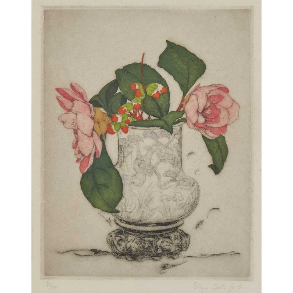 Appraisal: ELYSE ASHE LORD - ROSES hand-coloured etching signed and numbered