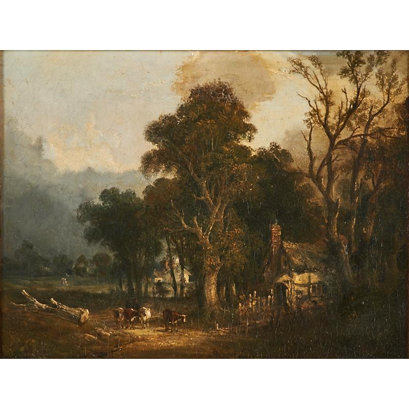 Appraisal: PASTORAL FARM SCENE th C Condition Report Appears to have