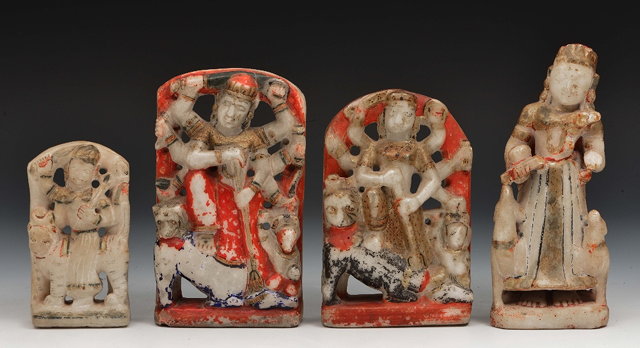 Appraisal: Four Indian alabaster deities th Centurywith traces of polychrome and