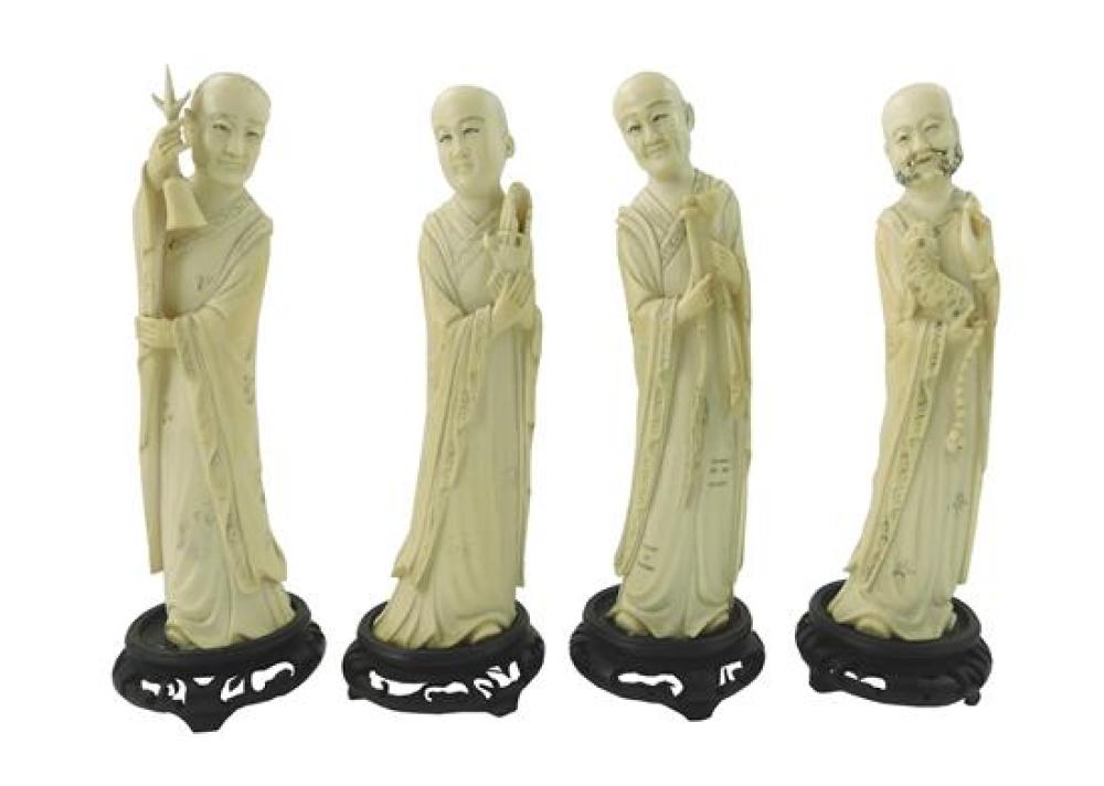 Appraisal: ASIAN Set of four carved ivory immortal figures Chinese Qing