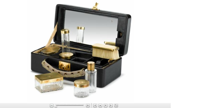 Appraisal: French silver gilt and glass travel dressing kit th century