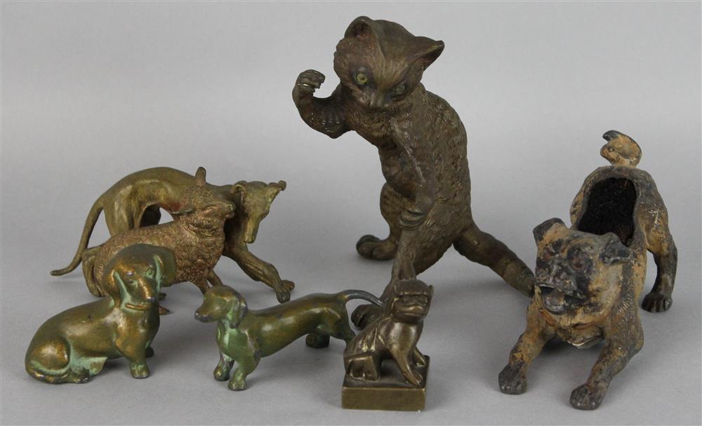 Appraisal: GROUP OF BRONZE AND METAL ANIMALS including a bronze group