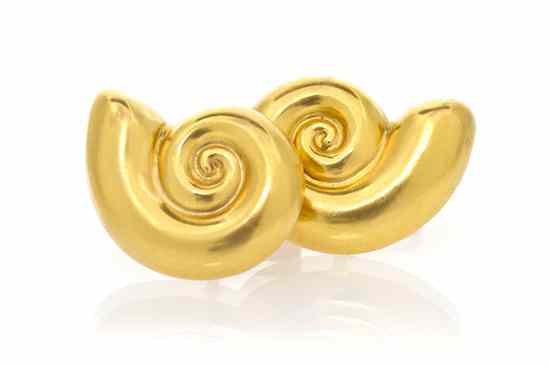 Appraisal: A Pair of Karat Yellow Gold Shell Cufflinks Ilias Lalaounis