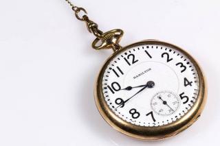 Appraisal: Hamilton gold-filled open face pocket watch Dial white porcelain Arabic