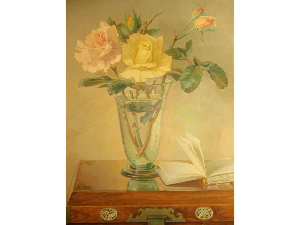 Appraisal: thC English School - Study of Roses in a Glass