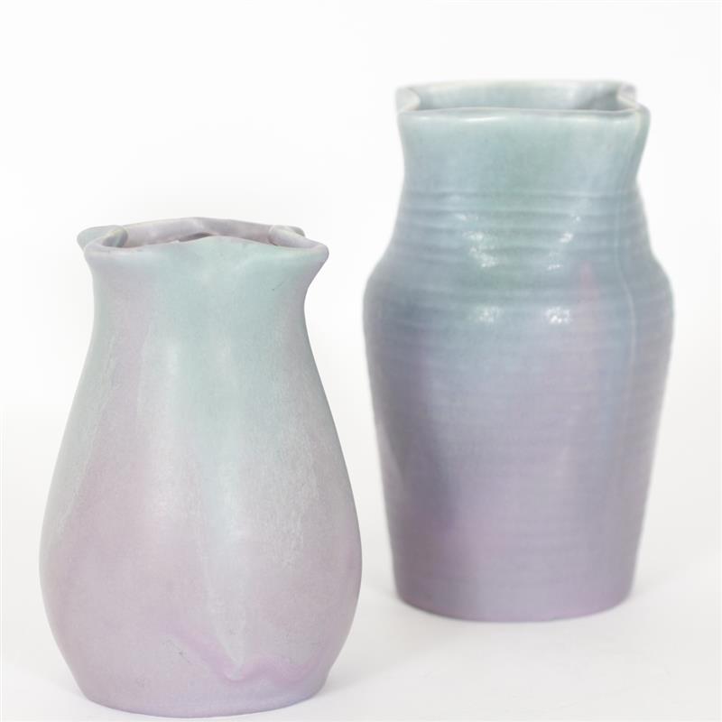 Appraisal: Two Muncie Art Pottery Vases with Blue and Purple Matte