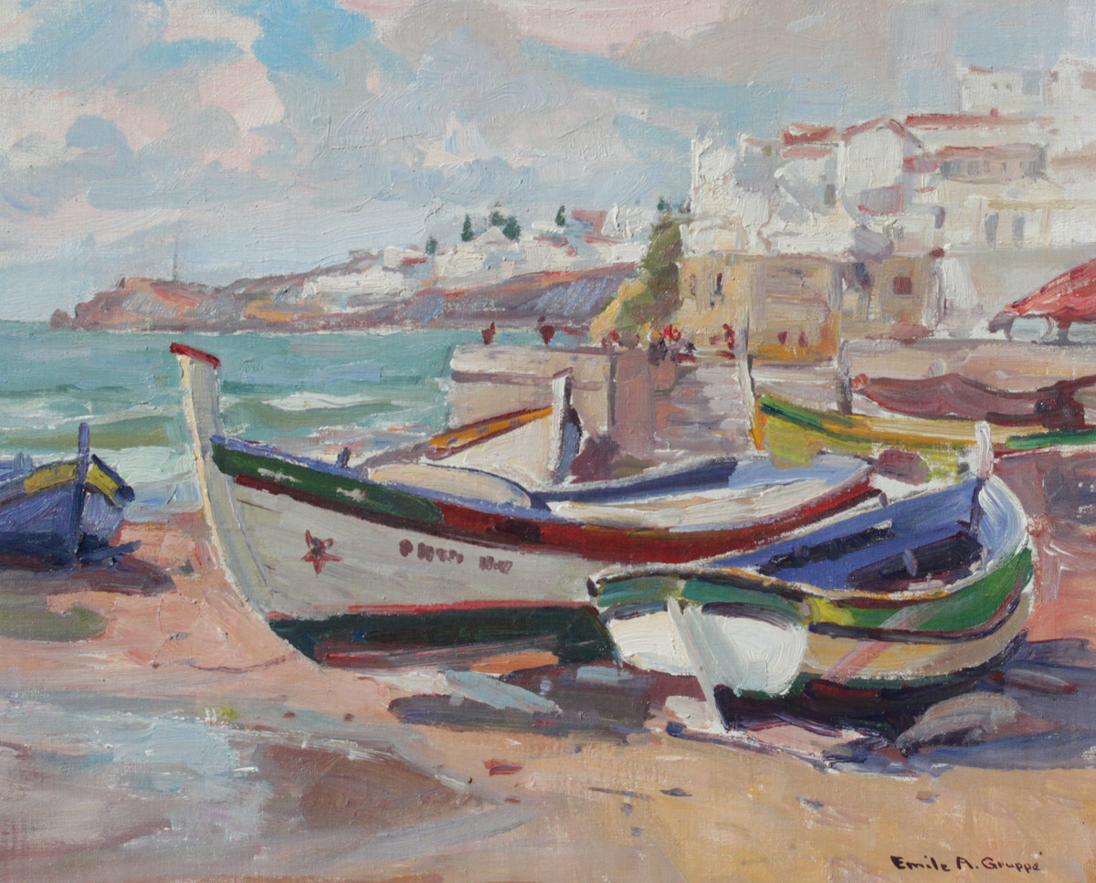 Appraisal: GRUPPE Emile Albert American - Albufiera Portugal Coastal Scene Oil