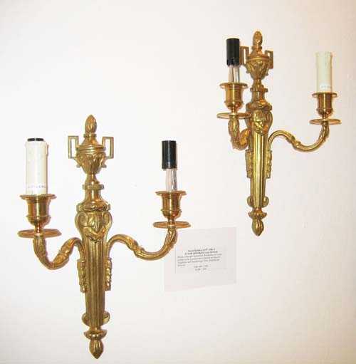 Appraisal: PAIR OF GILT BRONZE APPLIQUES Louis XVI style Fitted for