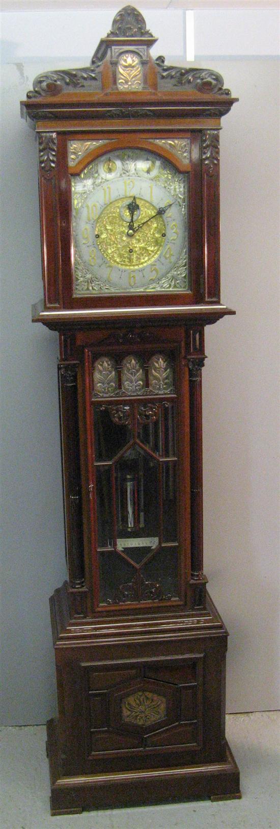 Appraisal: Impressive late th century mahogany longcase clock with inset embossed