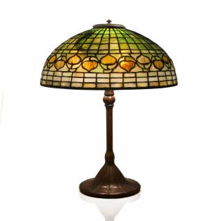 Appraisal: Tiffany Studios Leaded Glass and Bronze Acorn Table Lamp Tiffany