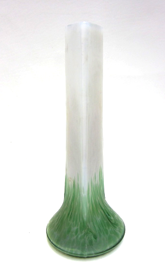 Appraisal: STUDIO ART GLASS VASE having an unusual triangular tall stem