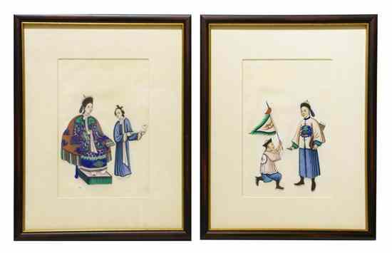 Appraisal: A Group of Two Chinese Export Paintings on Pith one