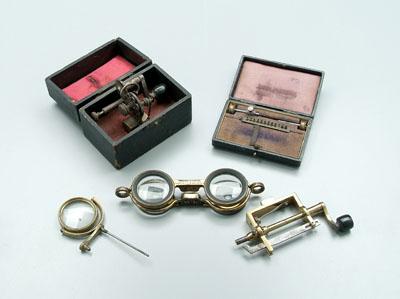 Appraisal: Five diminutive medical devices optician's adjustable lens device marked Aitchison