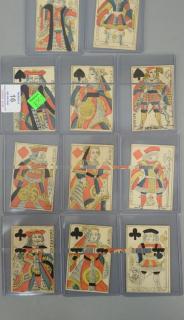 Appraisal: Early French playing cards set of twelve with Kings Queens