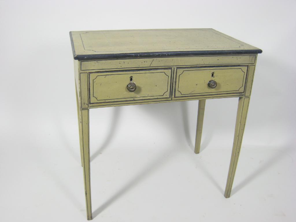 Appraisal: A Regency painted pine Side Table fitted two frieze drawers