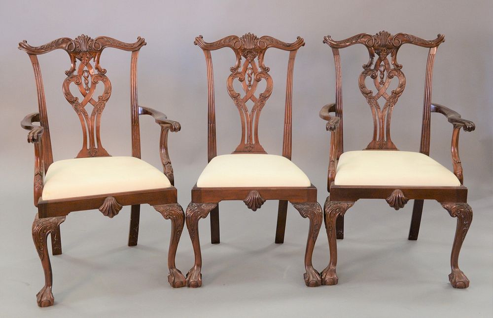 Appraisal: Set of eighteen mahogany Chippendale style dining chairs to include