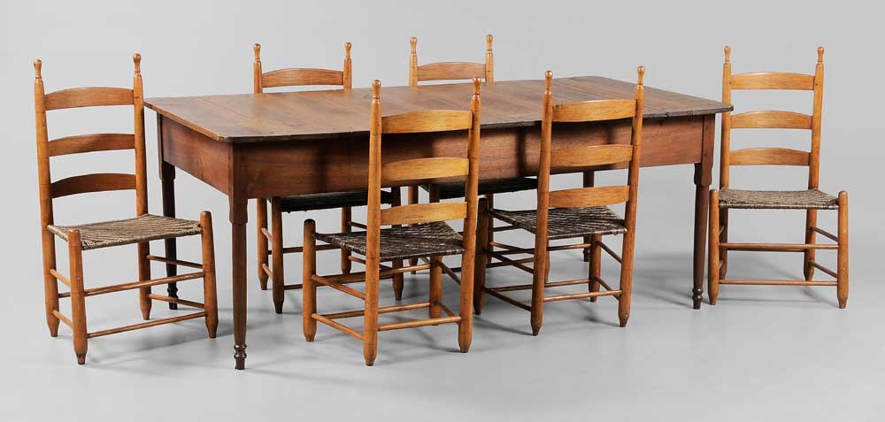 Appraisal: Virginia Federal Harvest Table Set of Six Chairs attributed to