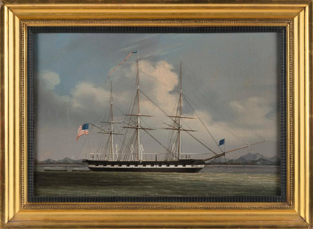 Appraisal: CHINA TRADE th Century A three-masted schooner flying the American