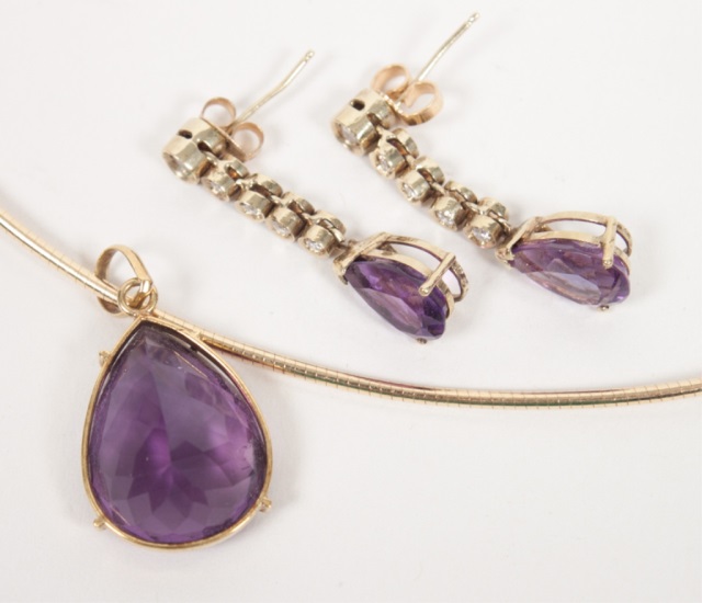 Appraisal: Pair of K amethyst and diamond earrings and a similar